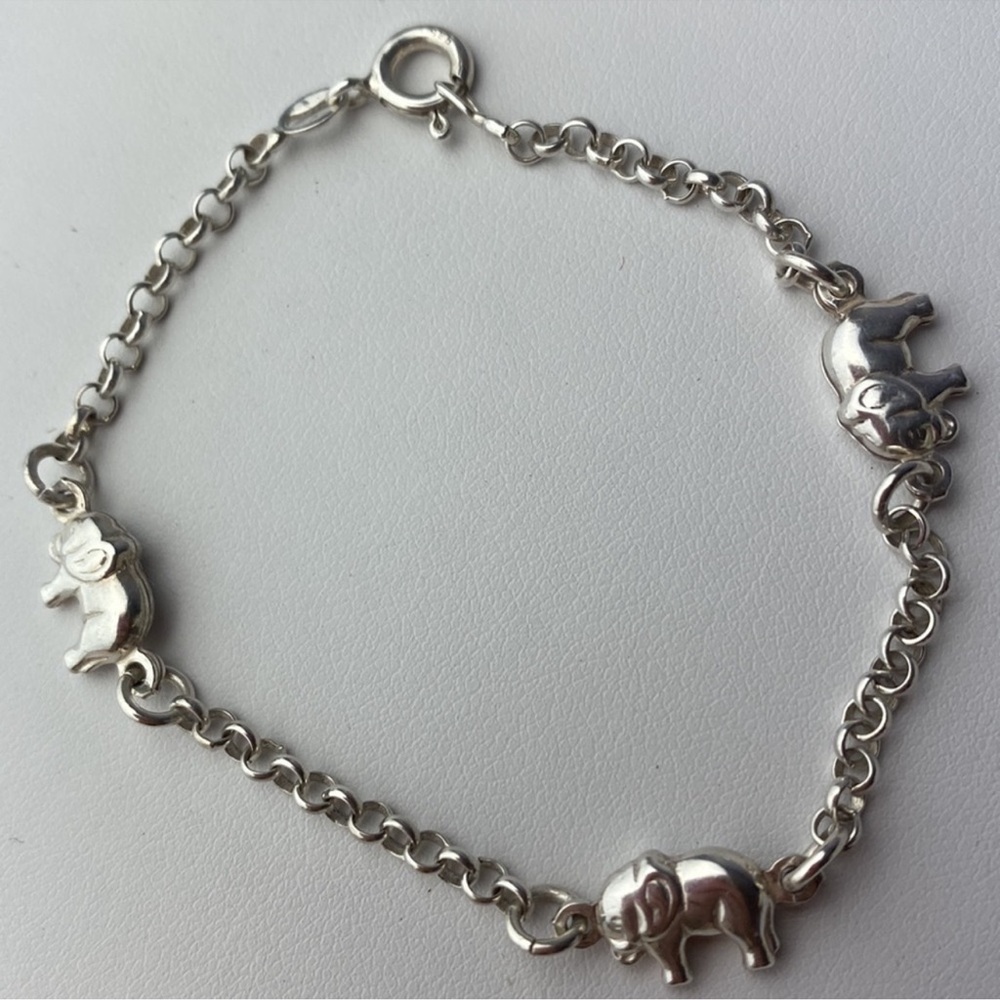925 sterling silver elephant chain bracelet